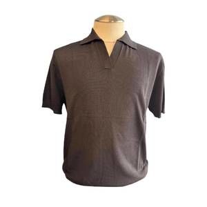 NEW PROPER SPORT men's johnny collar knit polo shirt in black